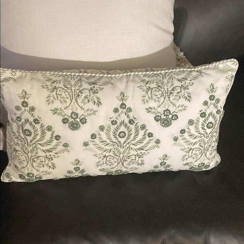 Southern Living Green and Cream Decorative Pillow